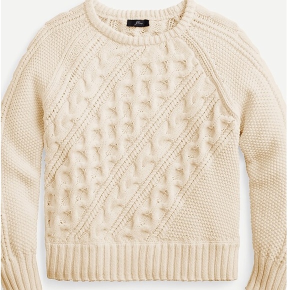 J Crew‎ Diagonal cable-knit crewneck sweater ~ XS - Picture 1 of 4